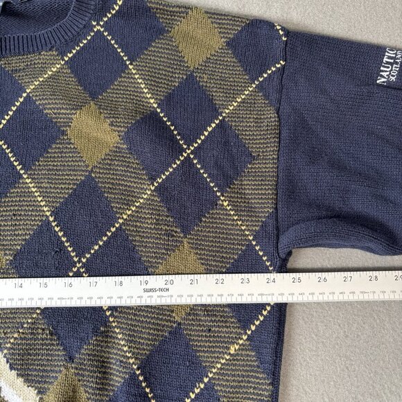 Vintage 90s Nautica Scotland Cup Sailboats Knit Pattern Sweater Men's XL Blue - Picture 7 of 15